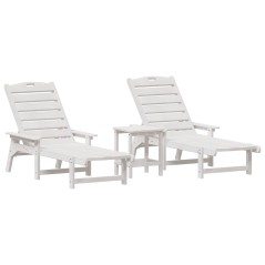 vidaXL Set da lounge da giardino, 3 pezzi , bianchi in HDPE.