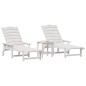 vidaXL Set da lounge da giardino, 3 pezzi , bianchi in HDPE.