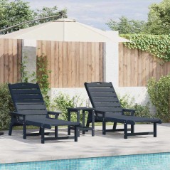 vidaXL Set Lounge da Giardino 3 Pezzi Blu Navy in HDPE