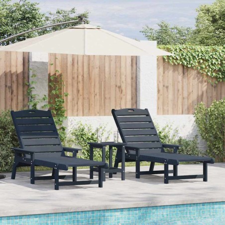 vidaXL Set Lounge da Giardino 3 Pezzi Blu Navy in HDPE