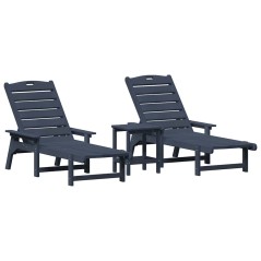 vidaXL Set Lounge da Giardino 3 Pezzi Blu Navy in HDPE
