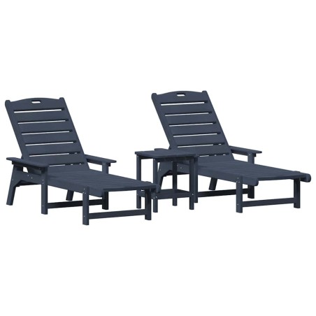vidaXL Set Lounge da Giardino 3 Pezzi Blu Navy in HDPE
