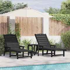 vidaXL Set di Lounge da Giardino 3 Pezzi - Nero HDPE
