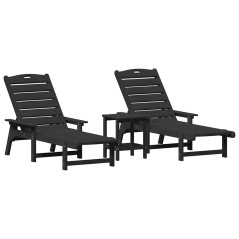 vidaXL Set di Lounge da Giardino 3 Pezzi - Nero HDPE