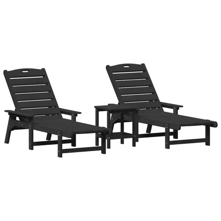 vidaXL Set di Lounge da Giardino 3 Pezzi - Nero HDPE