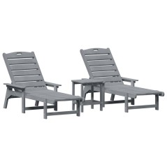 vidaXL Set di Lounge da Giardino 3 Pezzi Grigio Chiaro in HDPE