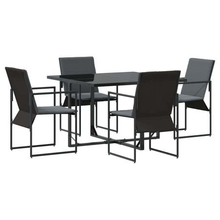 Set da Pranzo da Giardino in 6 Pezzi con Cuscini in Acciaio e Textilene