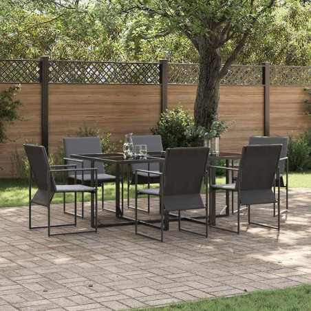 Set da Pranzo da Giardino in 9 Pezzi con Cuscini in Acciaio e Testilene