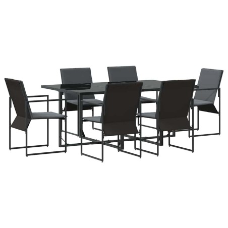 Set da Pranzo da Giardino in 9 Pezzi con Cuscini in Acciaio e Testilene