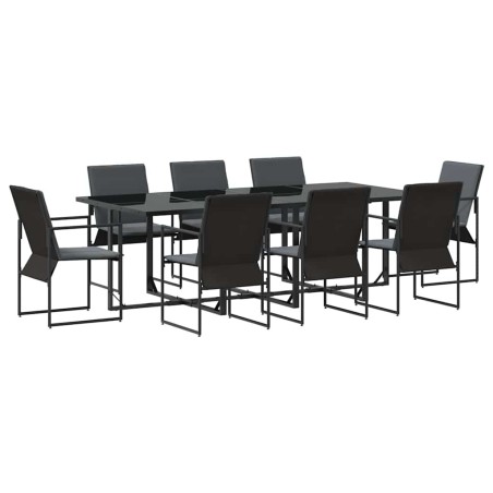 Set da pranzo da giardino in 12 pezzi con cuscini in acciaio e textilene