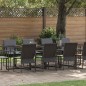 Set da Pranzo da Giardino da 15 Pezzi con Cuscini in Acciaio e Textilene