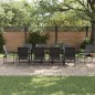 Set da Pranzo da Giardino da 15 Pezzi con Cuscini in Acciaio e Textilene