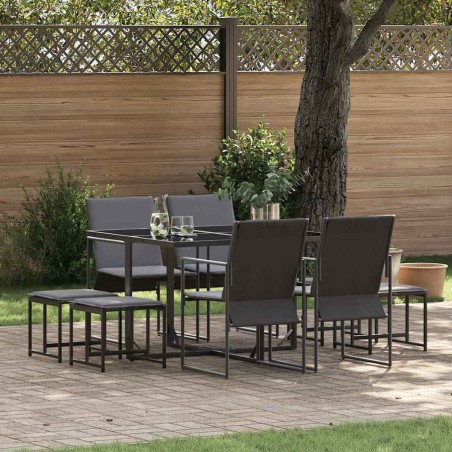 Set da pranzo da giardino vidaXL in 10 pezzi con cuscini in acciaio e Textilene
