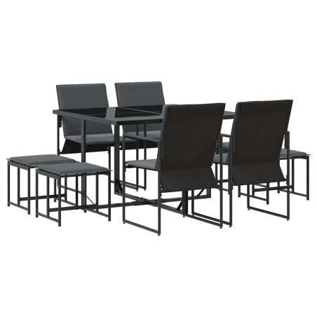 Set da pranzo da giardino vidaXL in 10 pezzi con cuscini in acciaio e Textilene