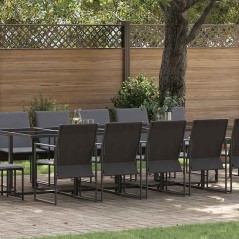Set da pranzo da giardino da 19 pezzi con cuscini in acciaio e textilene
