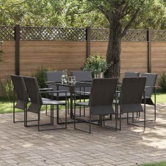 vidaXL Set da Pranzo da Giardino 9 Pezzi con Cuscini in Acciaio e Textilene