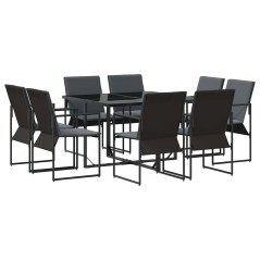 vidaXL Set da Pranzo da Giardino 9 Pezzi con Cuscini in Acciaio e Textilene