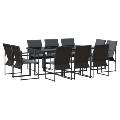 vidaXL Set da Pranzo da Giardino da 11 Pezzi con Cuscini in Acciaio e Textilene