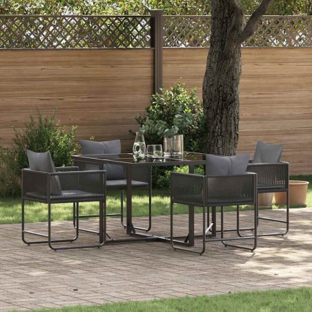 Set da pranzo da giardino 6 pezzi con cuscini in acciaio e rattan sintetico di vidaXL