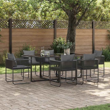 Set da pranzo da giardino 9 pezzi con cuscini in acciaio e rattan sintetico