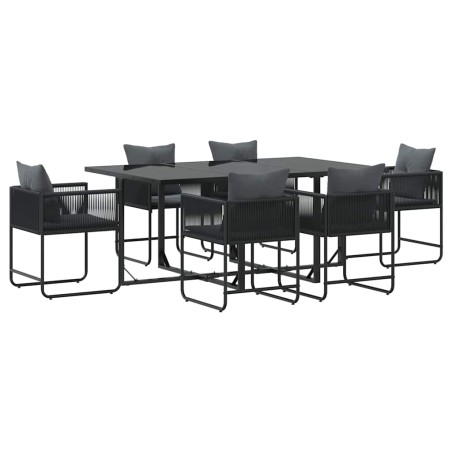 Set da pranzo da giardino 9 pezzi con cuscini in acciaio e rattan sintetico