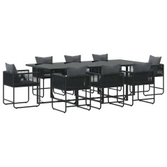 Set da pranzo da giardino da 12 pezzi con cuscini in acciaio e rattan sintetico