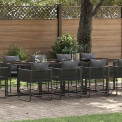 Set da Pranzo da Giardino di 15 Pezzi vidaXL con Cuscini in Acciaio e Rattan Polietilene