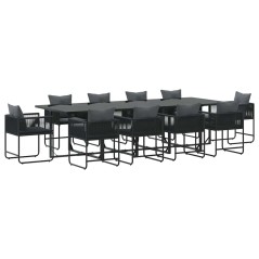 Set da Pranzo da Giardino di 15 Pezzi vidaXL con Cuscini in Acciaio e Rattan Polietilene