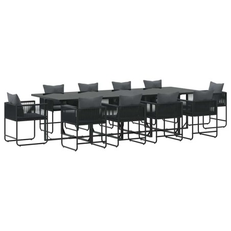 Set da Pranzo da Giardino di 15 Pezzi vidaXL con Cuscini in Acciaio e Rattan Polietilene