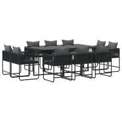 Set da pranzo da giardino 13 pezzi con cuscini in acciaio e rattan sintetico