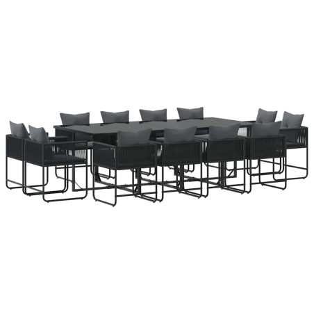 vidaXL Set da pranzo da giardino in 16 pezzi con cuscini in acciaio e poli rattan