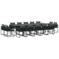 Set da pranzo da giardino in 19 pezzi con cuscini in acciaio nero e rattan sintetico Set da pranzo da giardino in 19 pezzi con cuscini in acciaio nero e rattan sintetico