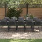 Set da pranzo da giardino in 19 pezzi con cuscini in acciaio nero e rattan sintetico Set da pranzo da giardino in 19 pezzi con cuscini in acciaio nero e rattan sintetico