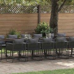 Set da Pranzo da Giardino da 22 Pezzi con Cuscini in Acciaio e Rattan Sintetico