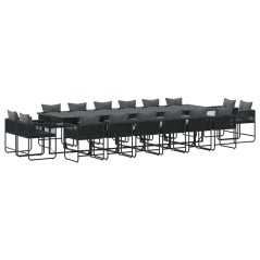 Set da Pranzo da Giardino da 22 Pezzi con Cuscini in Acciaio e Rattan Sintetico