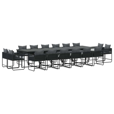Set da Pranzo da Giardino da 22 Pezzi con Cuscini in Acciaio e Rattan Sintetico