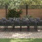 Set da Pranzo da Giardino da 22 Pezzi con Cuscini in Acciaio e Rattan Sintetico