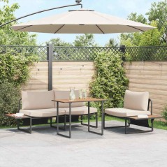 Set da Pranzo da Giardino 3 Pezzi con Cuscini Tortora