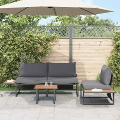 Set divano da giardino a 3 pezzi con cuscini antracite