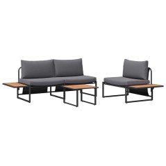 Set divano da giardino a 3 pezzi con cuscini antracite