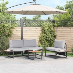 Set da giardino in 3 pezzi di vidaXL con cuscini grigio chiaro