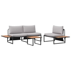 Set da giardino in 3 pezzi di vidaXL con cuscini grigio chiaro