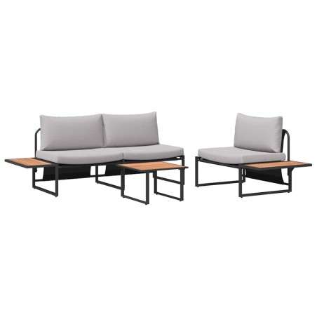 Set da giardino in 3 pezzi di vidaXL con cuscini grigio chiaro