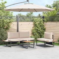 Set di divani da giardino 3 pezzi con cuscini tortora