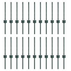 vidaXL Pali per Recinzione 22 pcs Verde 80 x 2,7 x 2,7 cm Acciaio