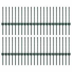 vidaXL Pali per recinzione in argento 44 pcs Verde 100 x 0.4 m Acciaio