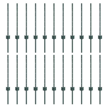 vidaXL Pali per recinzione in argento 22 pcs Verde Altezza 150 cm