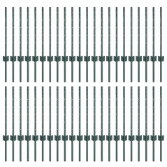 vidaXL Pali per recinzione in argento 44 pcs Verde Large Metallo
