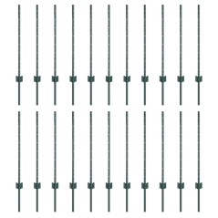 vidaXL Pali per recinzione in argento 22 pcs Verde Standard Metallo