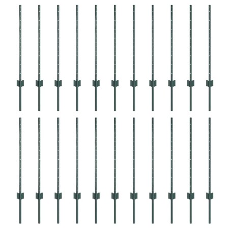 vidaXL Pali per recinzione in argento 22 pcs Verde Standard Metallo